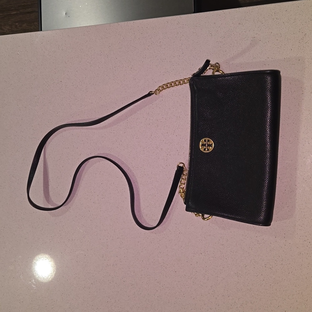 Tory Burch Mini Everly Leather Crossbody Bag black